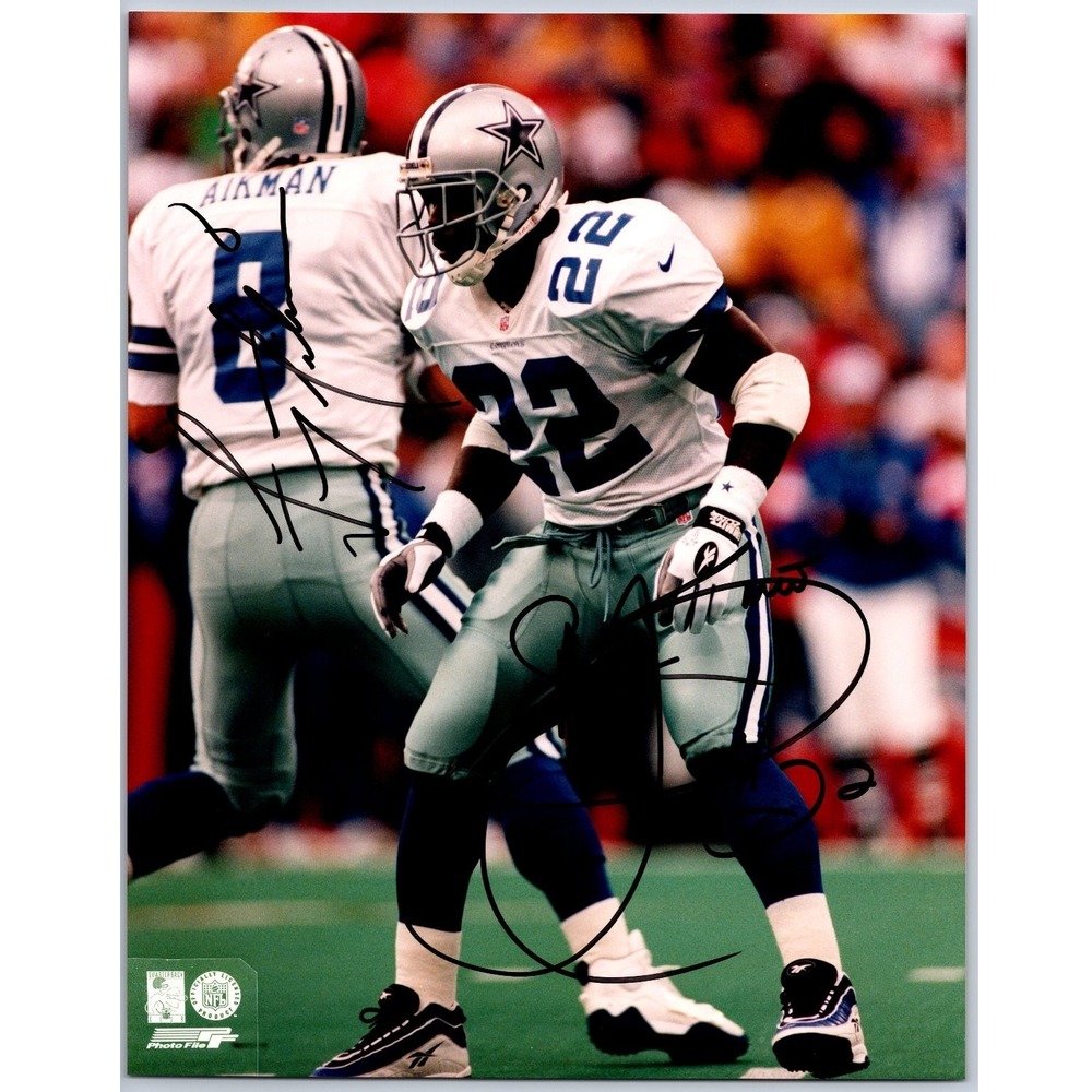 Emmit Smith Troy Aikman Autographed Photo Cowboys‎ NFL Football Photo File